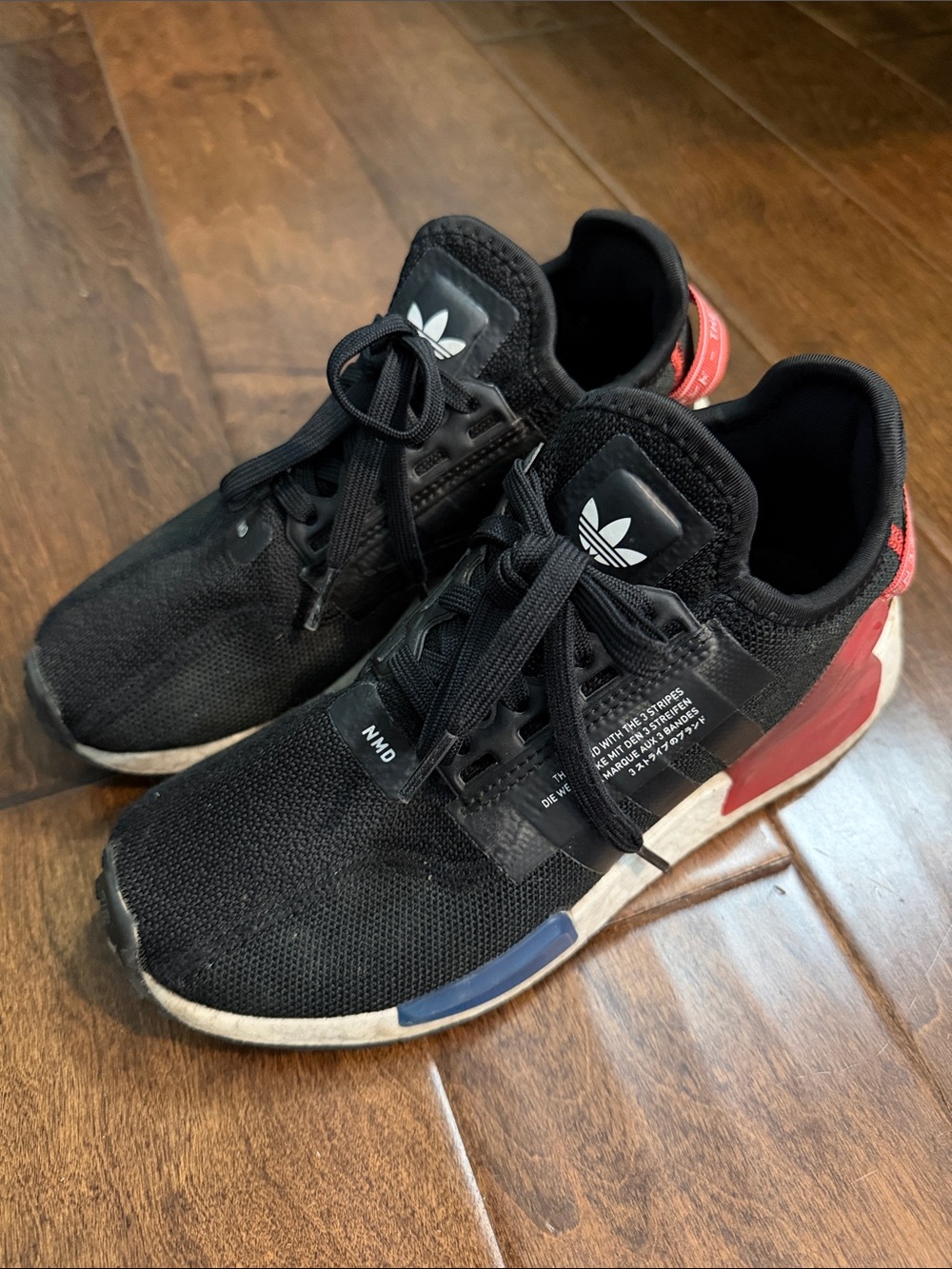 Boys Adidas NMD Sneakers with Red and Blue Accents